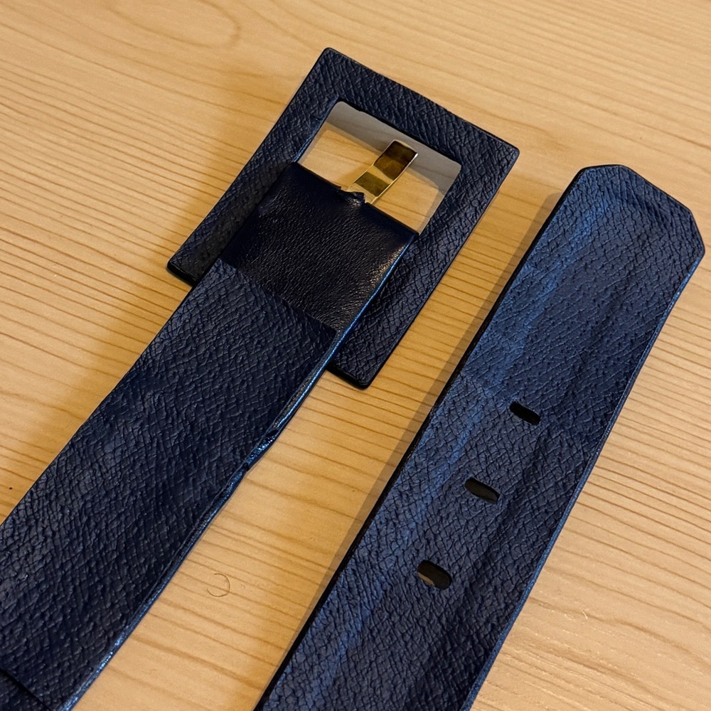 Givenchy Vintage Navy Blue Leather Belt w/ Square Buckle - US S / 28 - Picture 8 of 10